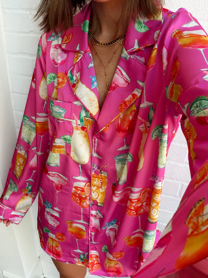 FAVORITE PJ SET- PINK SUNSET COCKTAILS SILKY