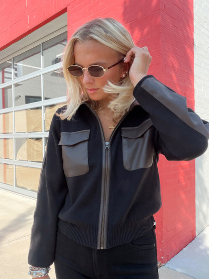 AVERY LEATHER SWEATER