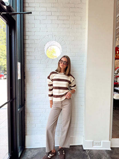 CREAM STRIPE SWEATER