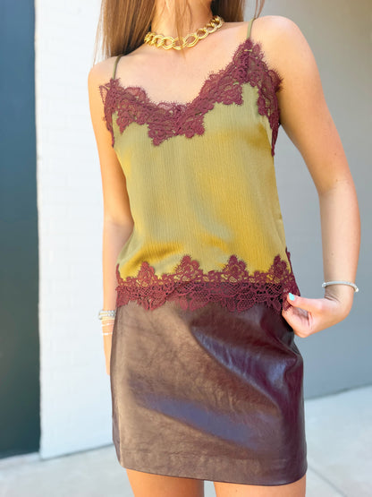 VANESSA SATIN LACE TRIM TOP