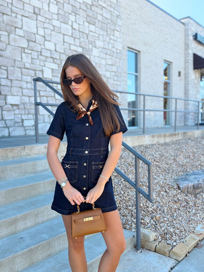 CRUSH DENIM DRESS