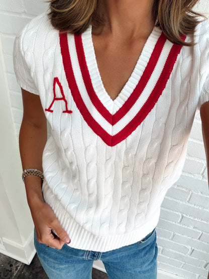 CABLE KNIT "A" SWEATER VEST
