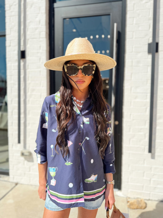 NAVY GOLF PRINT SHIRT