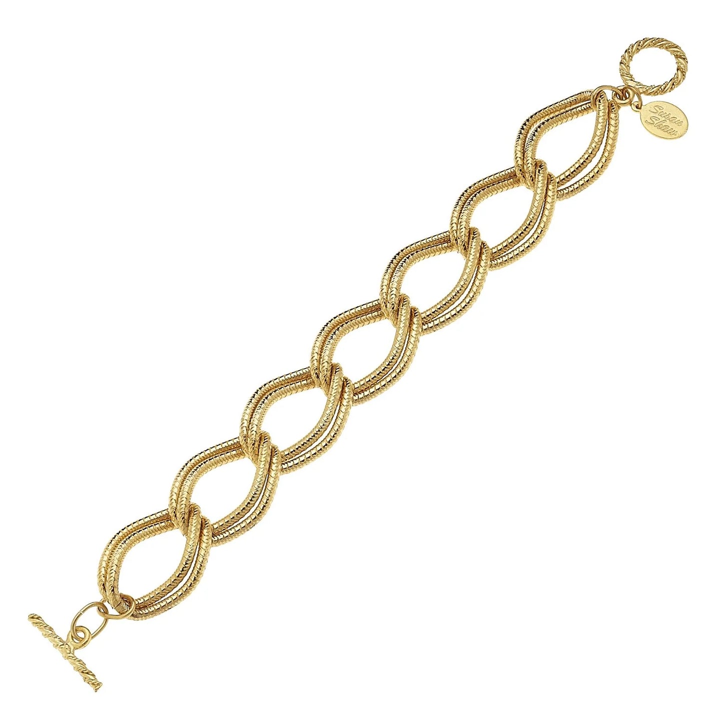 TEXTURED DOUBLE LINK CHAIN BRACELET