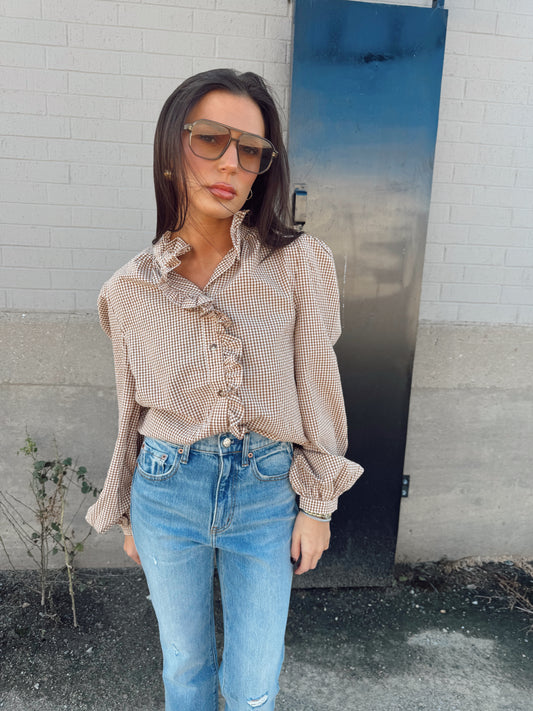 PRINTED GINGHAM TOP
