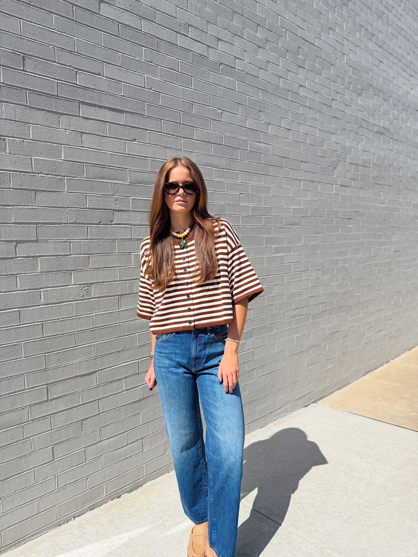 NATALIE STRIPE LOOSE KNIT TOP