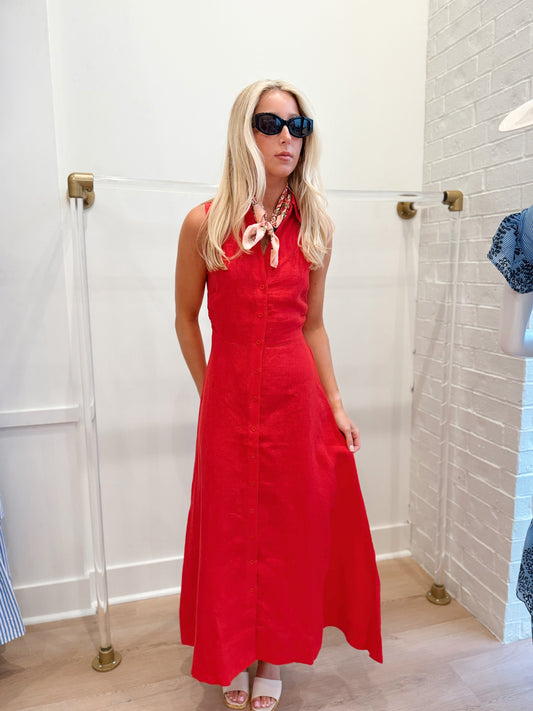 AIMEE BUTTONED LINEN MAXI DRESS