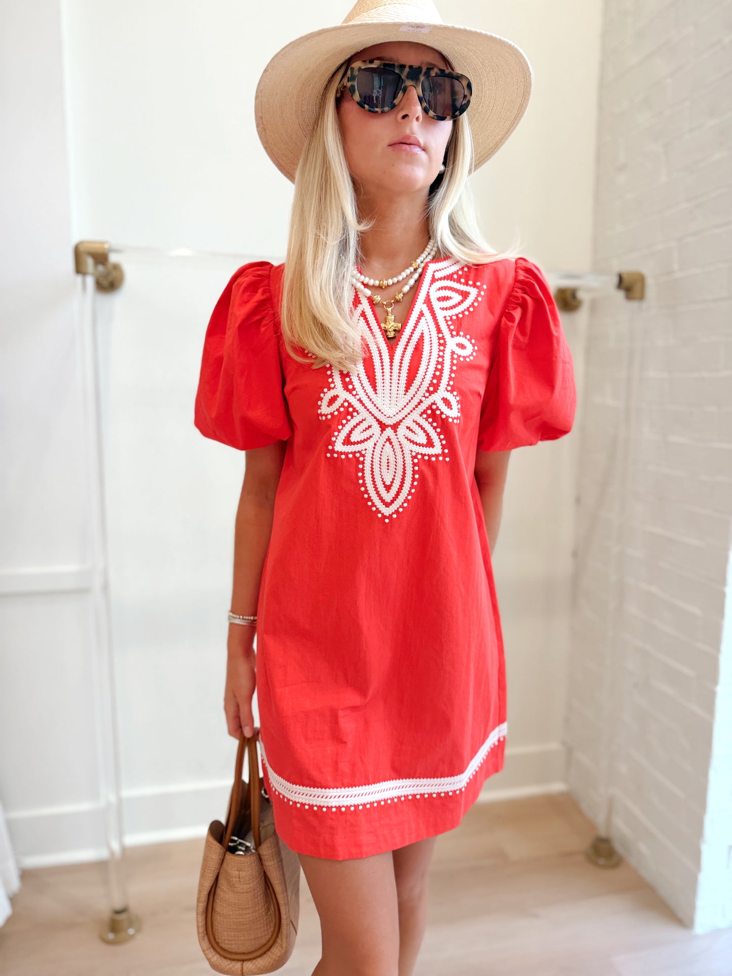EMBROIDERED DETAIL MINI DRESS