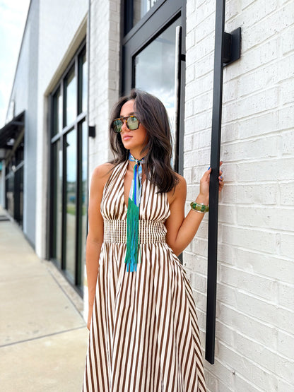 STRIPED WOVEN MINI DRESS