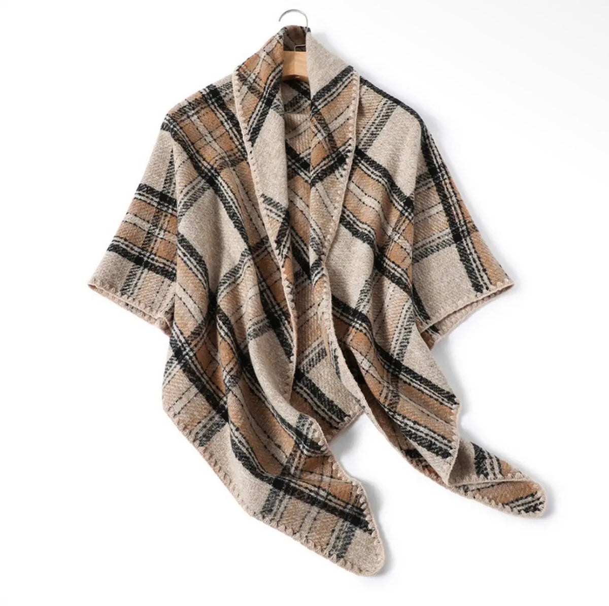 PLAID TRIANGLE SHAWL
