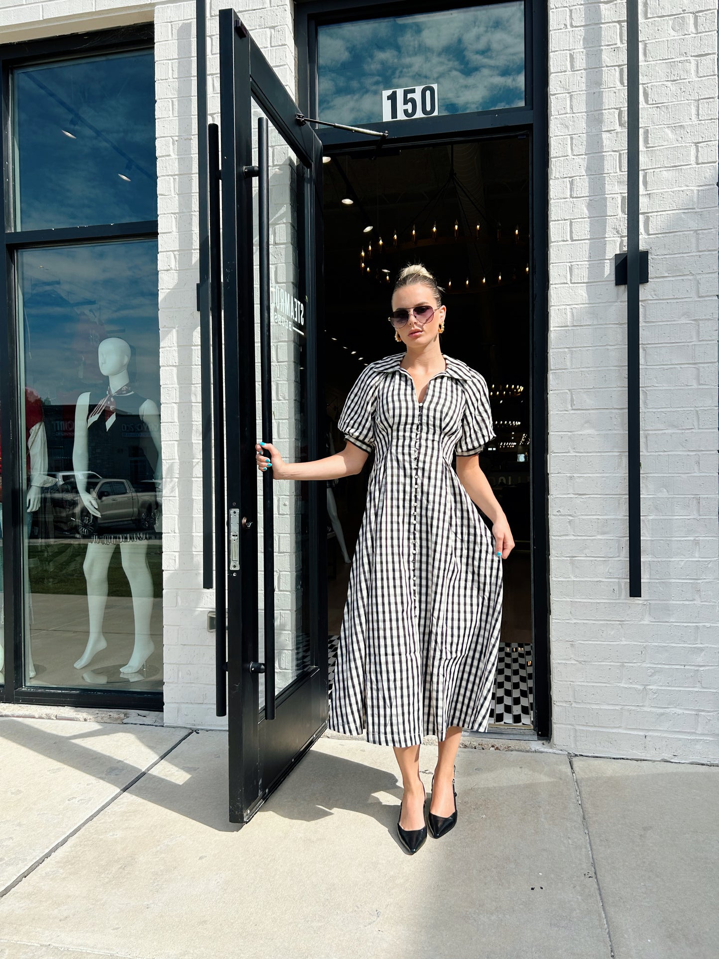 PLAID BUTTON DOWN DRESS