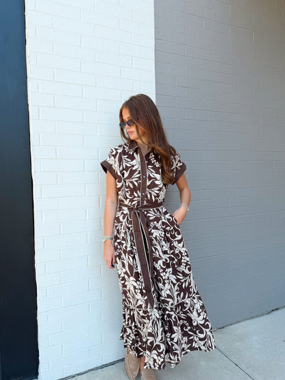 BROWN FLORAL MAXI