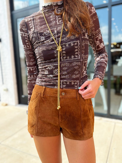 WREN SHEER BANDANA PRINT TURTLE NECK