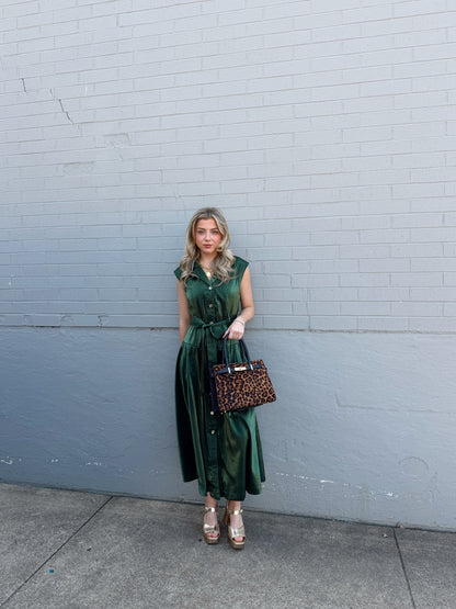 BUTTON-UP BELTED SLEEVELESS MAXI