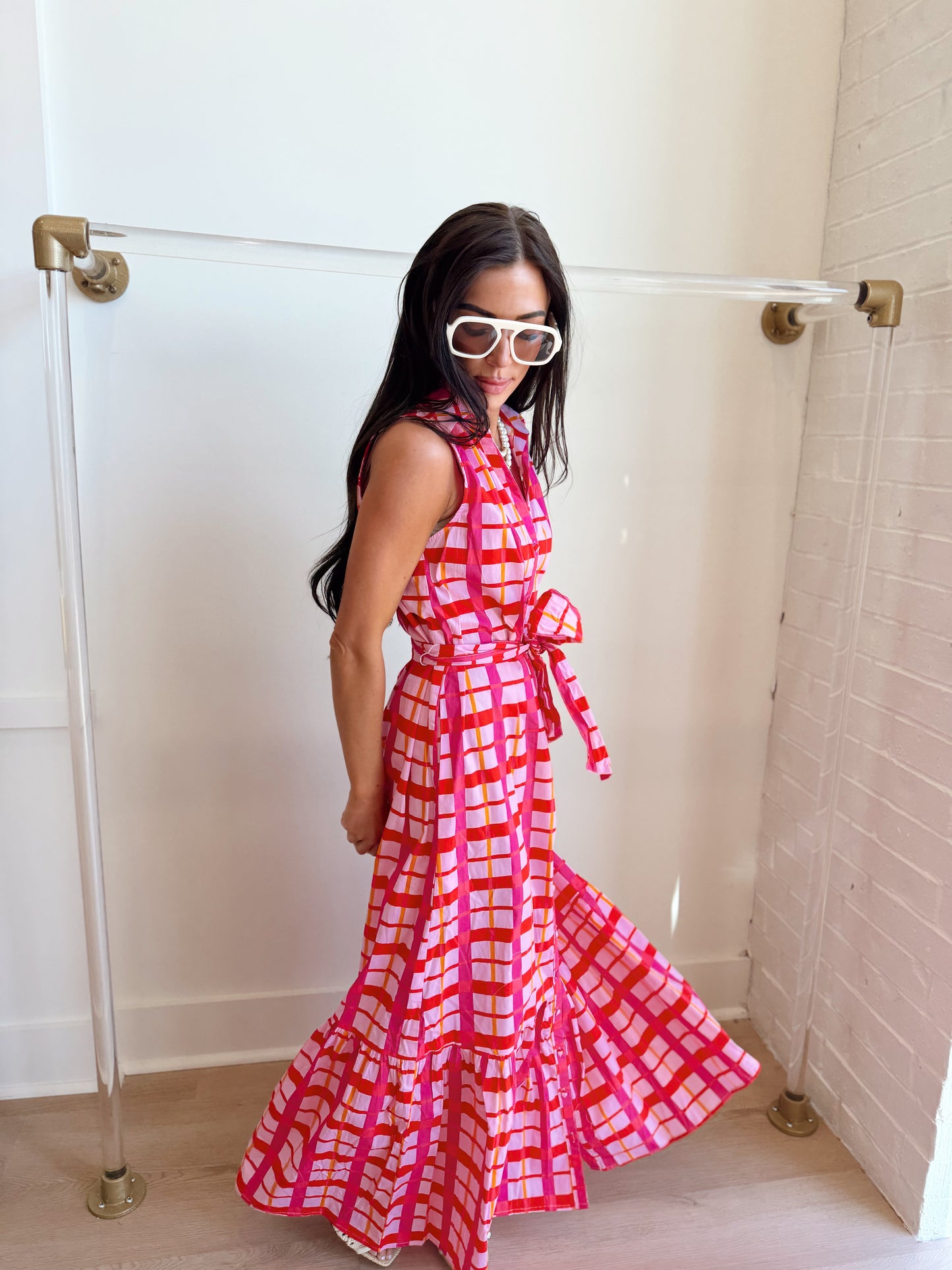 DARVY CHECKERED COLLAR MINI DRESS