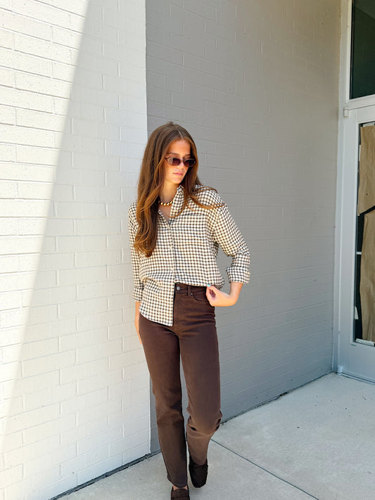 RIVER PLAID BUTTON UP