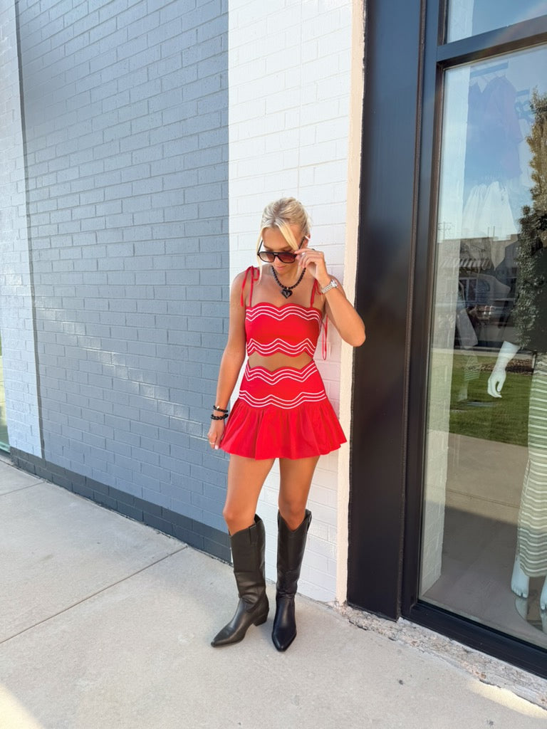 RIC RAC CROP TOP RUFFLE SKORT