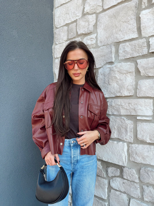 JUSTINE VEGAN LEATHER TOP