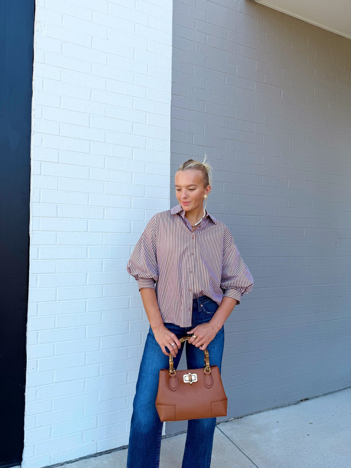 STRIPED BALLOON SLEEVE SHIRT