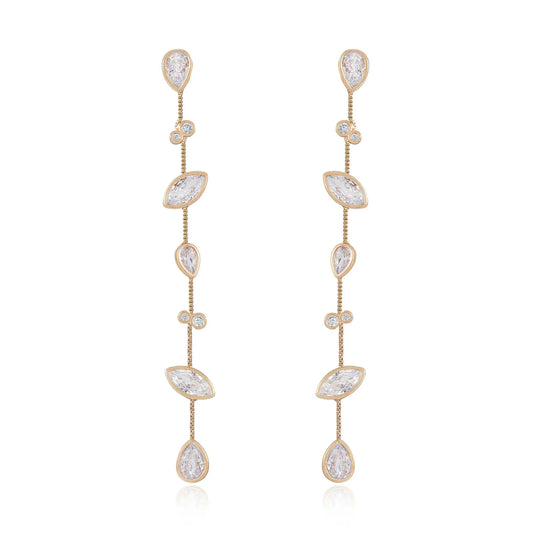 FALLING BEZEL CRYSTAL EARRINGS