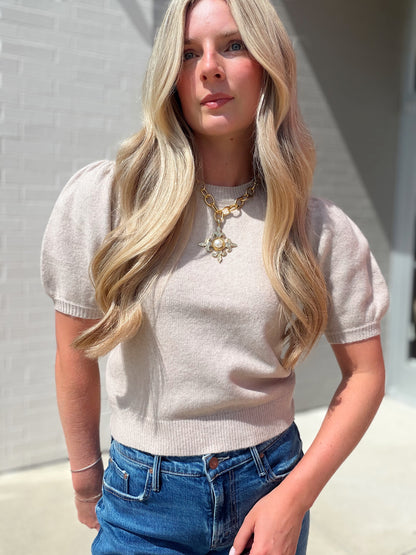 YULIA KNIT PUFF SLEEVE TOP