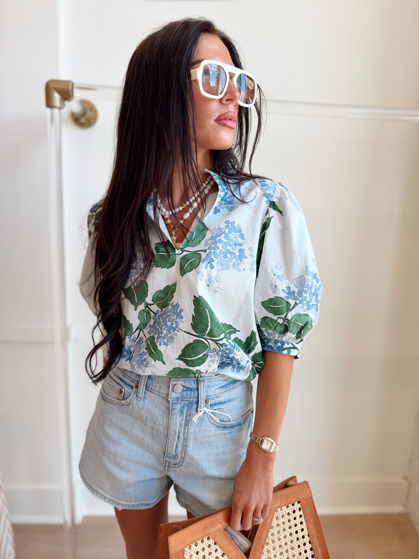 MIRLA FLORAL TERRI PUFF SLEEVE TOP