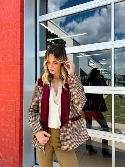 HOUNDSTOOTH VELVET BLAZER