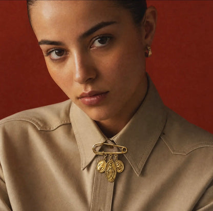 VIRGIN MARY MEDALLION PIN BROOCH