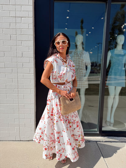 LOLA PRINT MIDI SKIRT