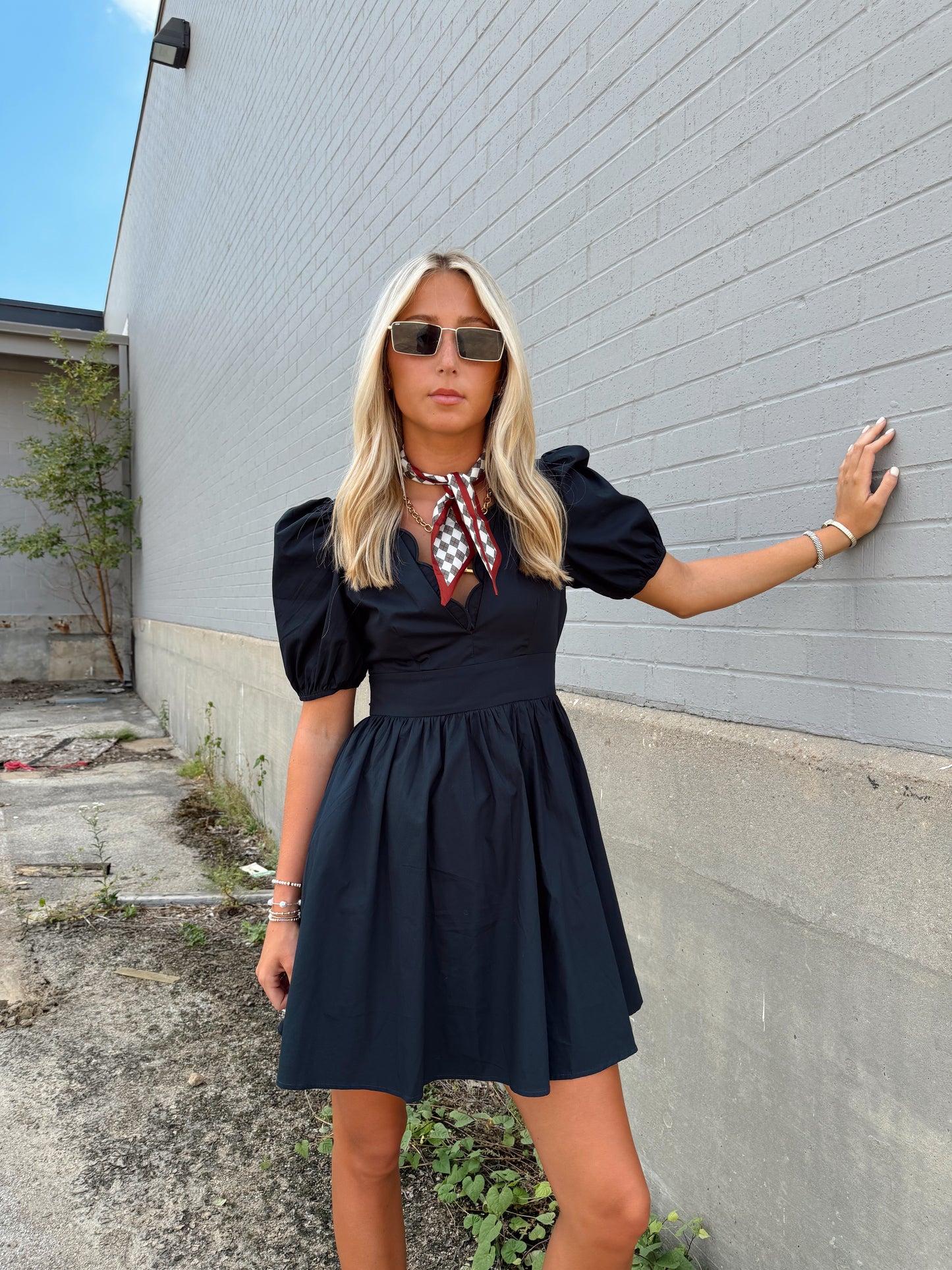 SCALLOPED NECKLINE DRESS