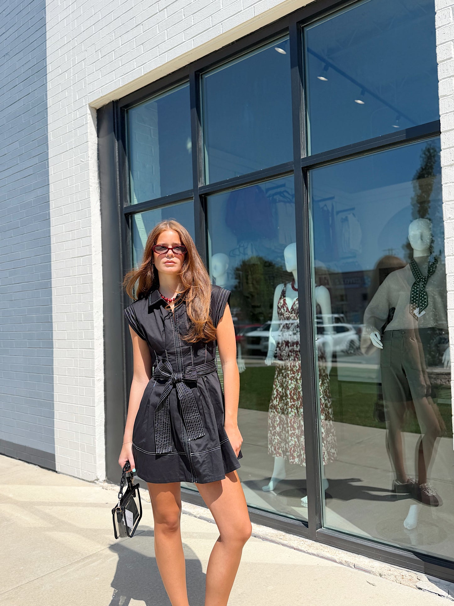 SHIRT NECK PLEATED DRESS
