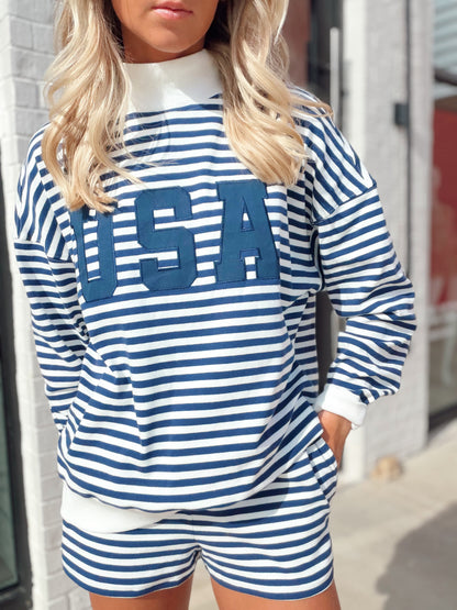 USA MOCK NECK PULLOVER