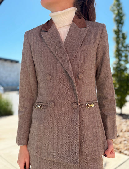 NAYA HERRINGBONE CONTRAST BLAZER