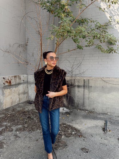 WAVERLY LEOPARD FAUX FUR VEST