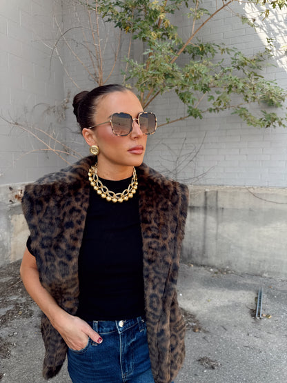 WAVERLY LEOPARD FAUX FUR VEST