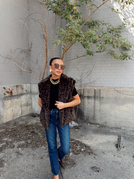 WAVERLY LEOPARD FAUX FUR VEST