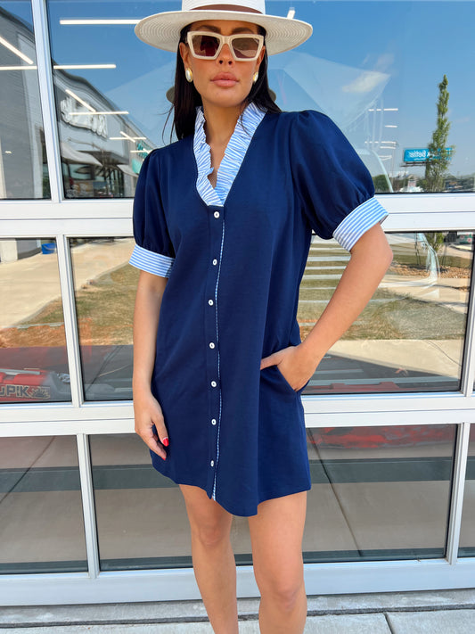 SOLID BUTTON UP DRESS