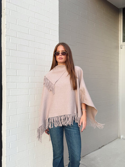 FRINGE PONCHO SWEATER