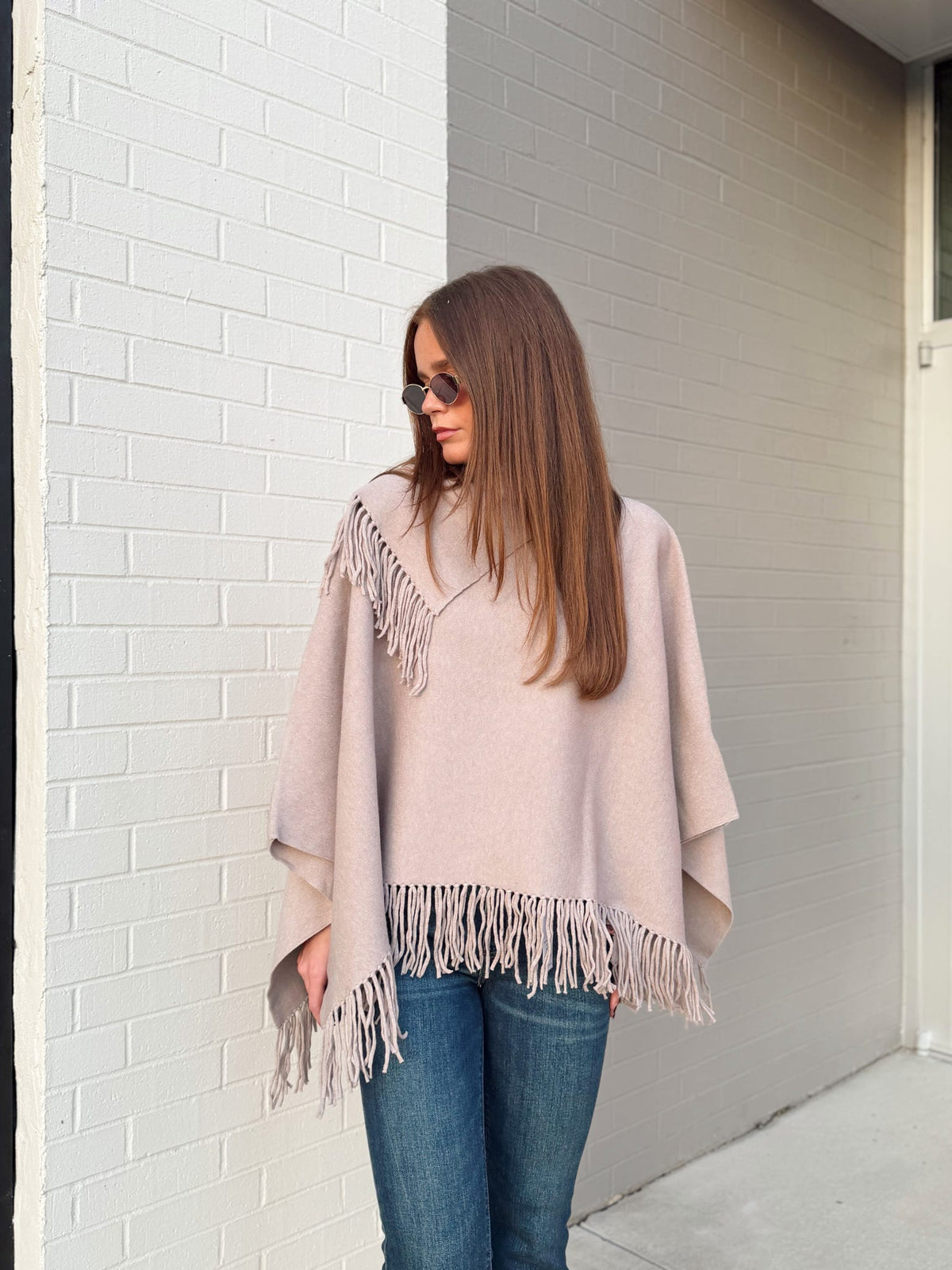 FRINGE PONCHO SWEATER