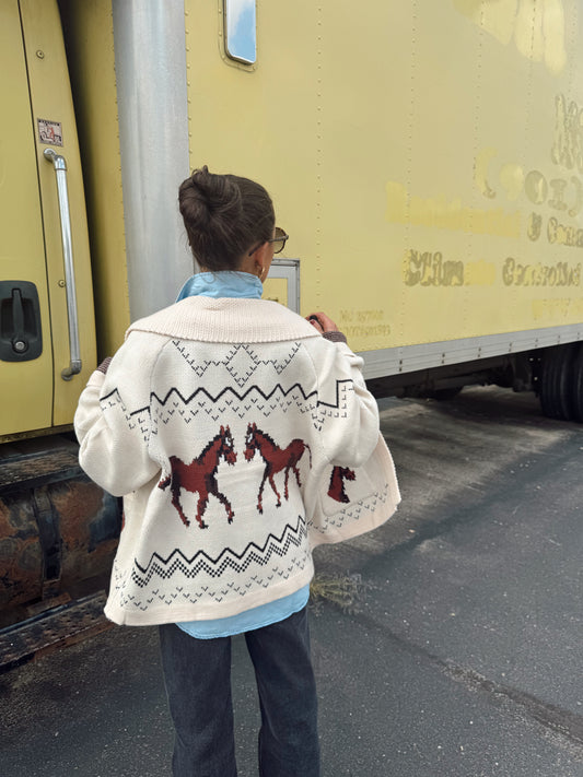 HORSE KNIT SWEATER CARDIGAN