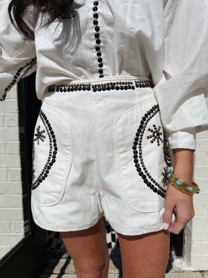 QUIANNA METAL EMBROIDERED SHORT