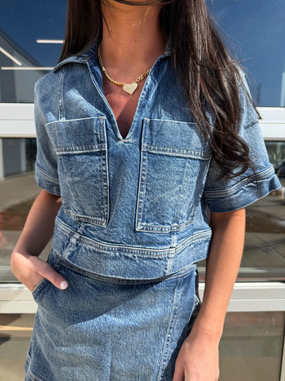 DENIM BOXY CROP TOP