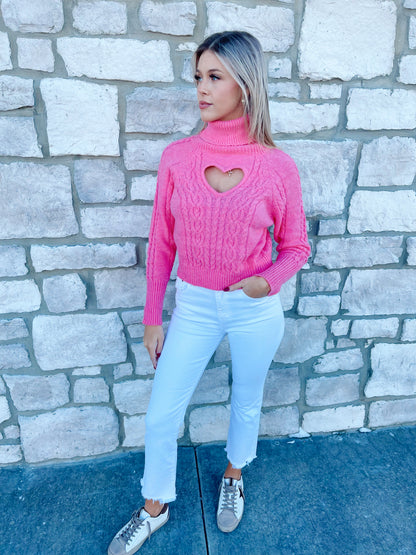 CUT OUT HEART SWEATER