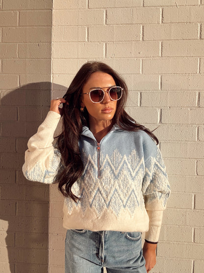 HEDDA FAIR ISLE HALF ZIP