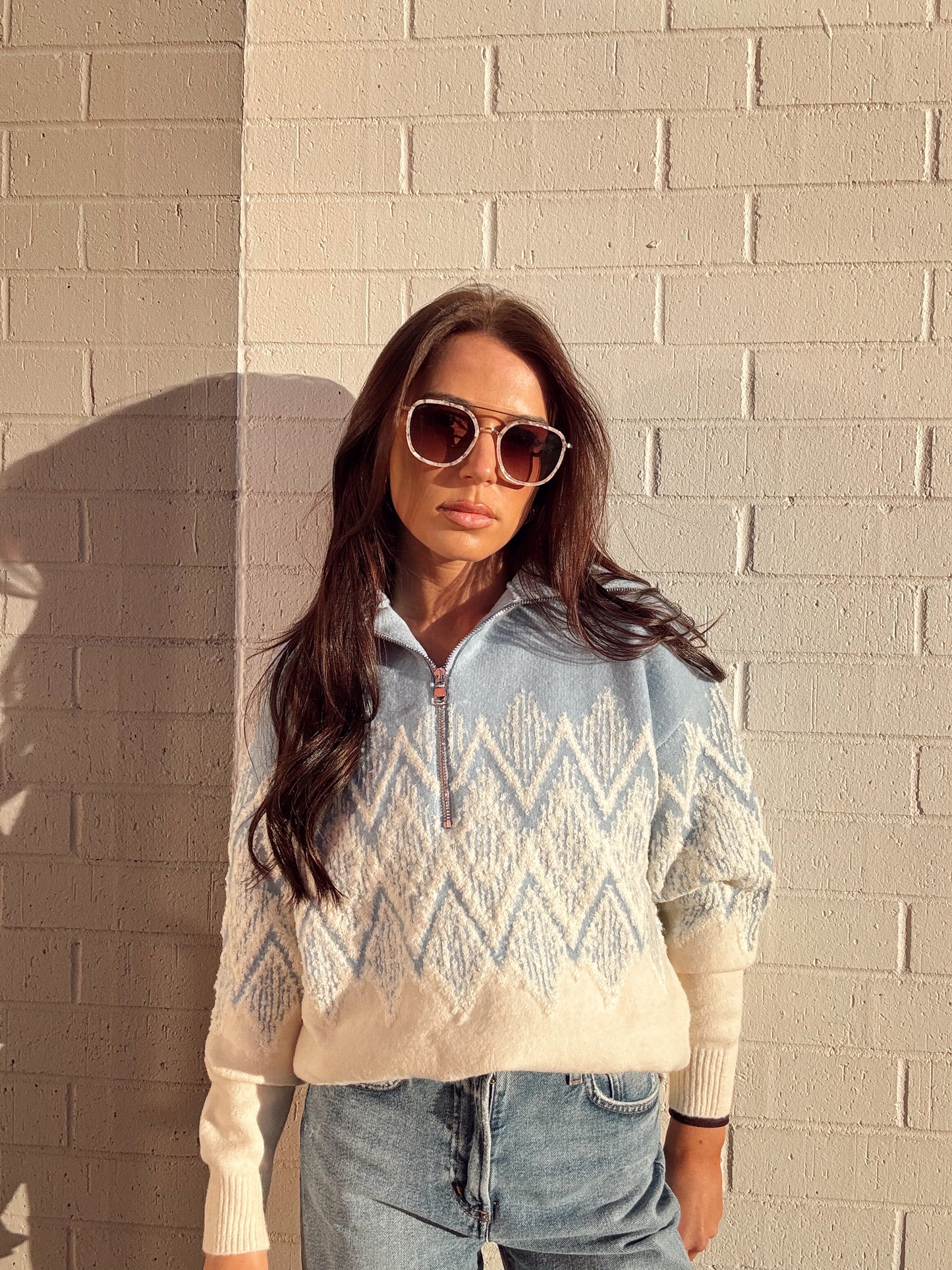 HEDDA FAIR ISLE HALF ZIP