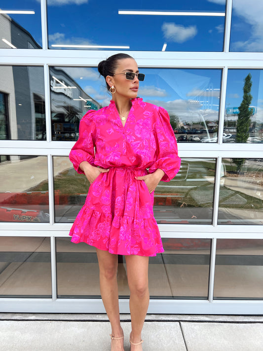 JAZLYN FLORAL SPLIT MINI DRESS