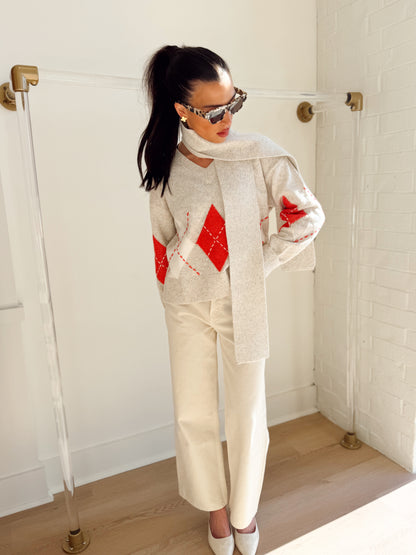 ARGYLE SCARF SWEATER