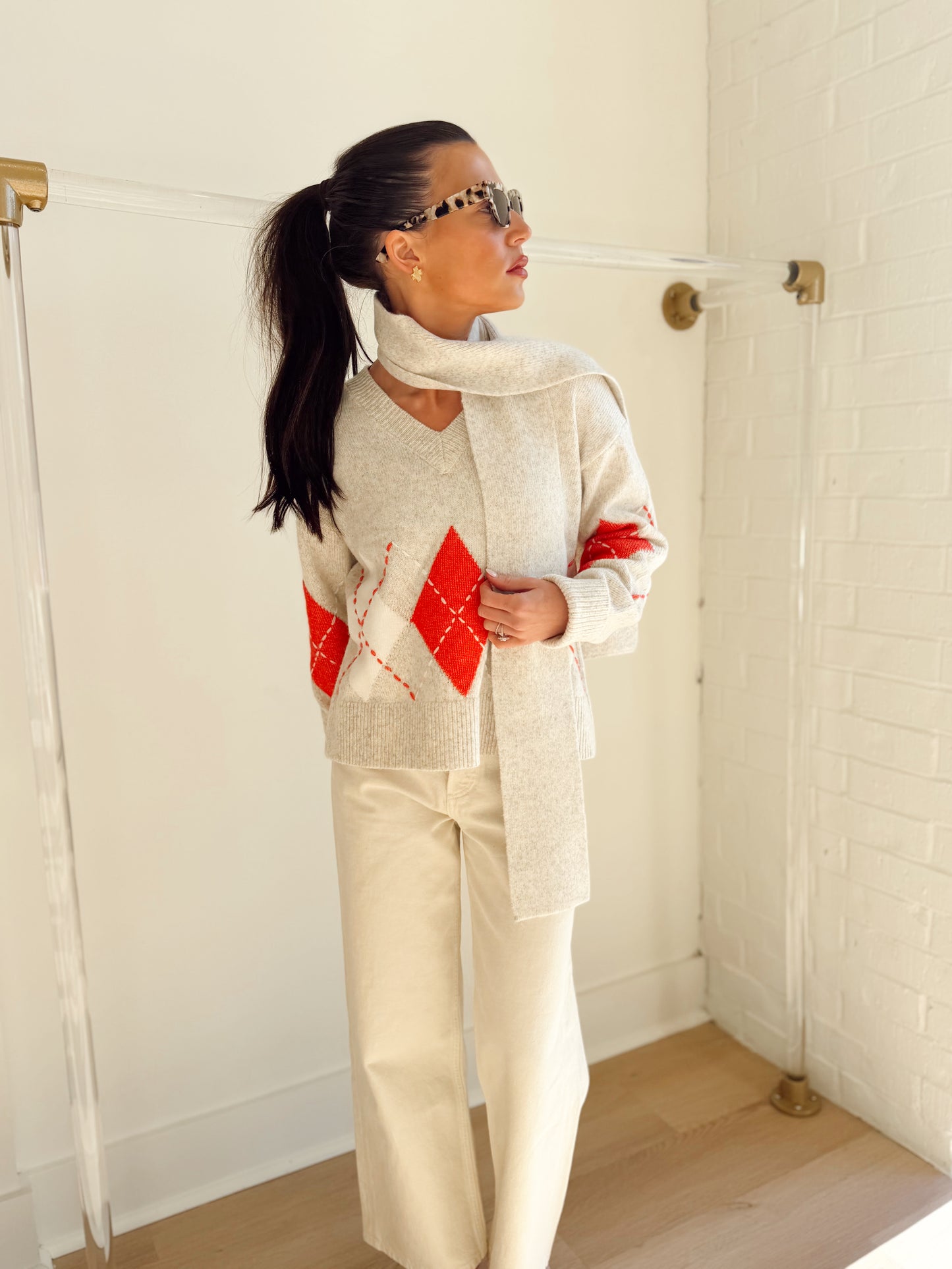 ARGYLE SCARF SWEATER