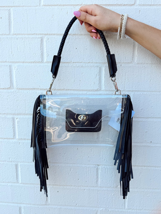 CLEAR FRINGE CROSSBODY