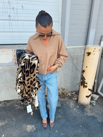 SLOAN KNIT COLLARED PULLOVER